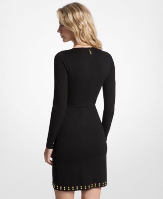 MICHAEL Women's Astor Stud Long Sleeve Wrap Mini Dress