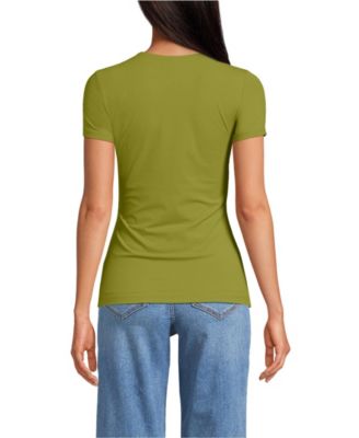 Women's Short Sleeve Tugless Double Layer Crew Neck Knit Top