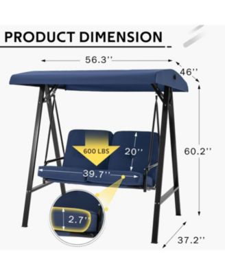 2-Seat Porch Swings with Adjustable Canopy