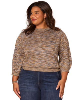 Democracy - Plus Size Blouson Round-Neck Sweater
