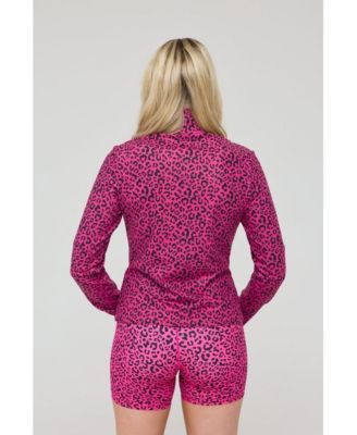 Women's Infinite Cropped Zipped Jacket - Pink Leopard