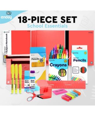 School Supplies Kit for Grades K–5 – 71 Items: Composition Notebook Subject Notebook, Pencils, Folders Colored Pencils, Crayons, Scissors, Glue & More