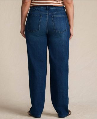 Women's Soft Denim Mid Rise Relaxed Straight Leg Jeans