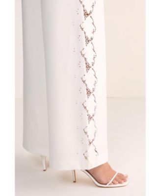 Women's Cutwork Side Tailored Wide Leg Pants
