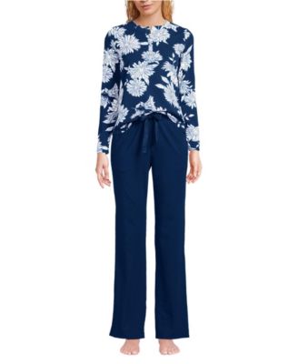 Women's Knit 2 Piece Pajama Set - Long Sleeve Top and Pants