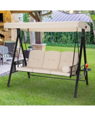 3-Seat Porch Swings with Adjustable Canopy