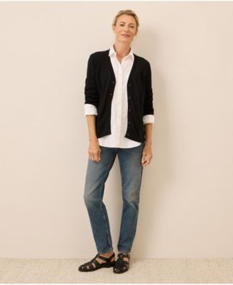 Women's Organic Cotton Classic Fine Knit V-Neck Cardigan