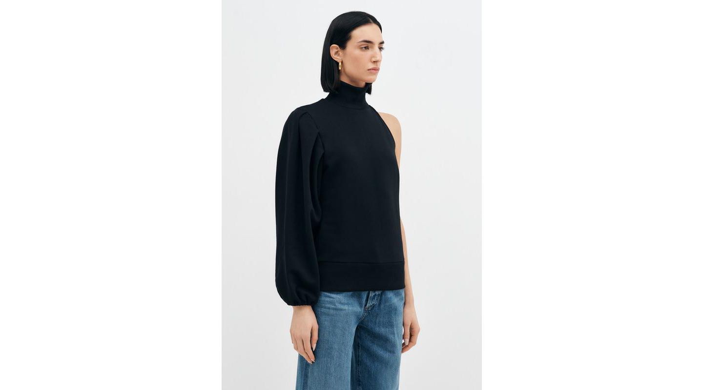 Женский свитшот Marcella Rhett One Voluminous Sleeve Asymmetric Casual, цвет: Чёрный — фото 2