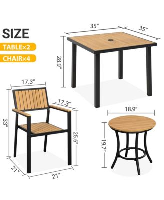 6-Piece Aluminum Outdoor Patio Dining Set with Square Table, Small Side Table and 4-Stackable Chairs