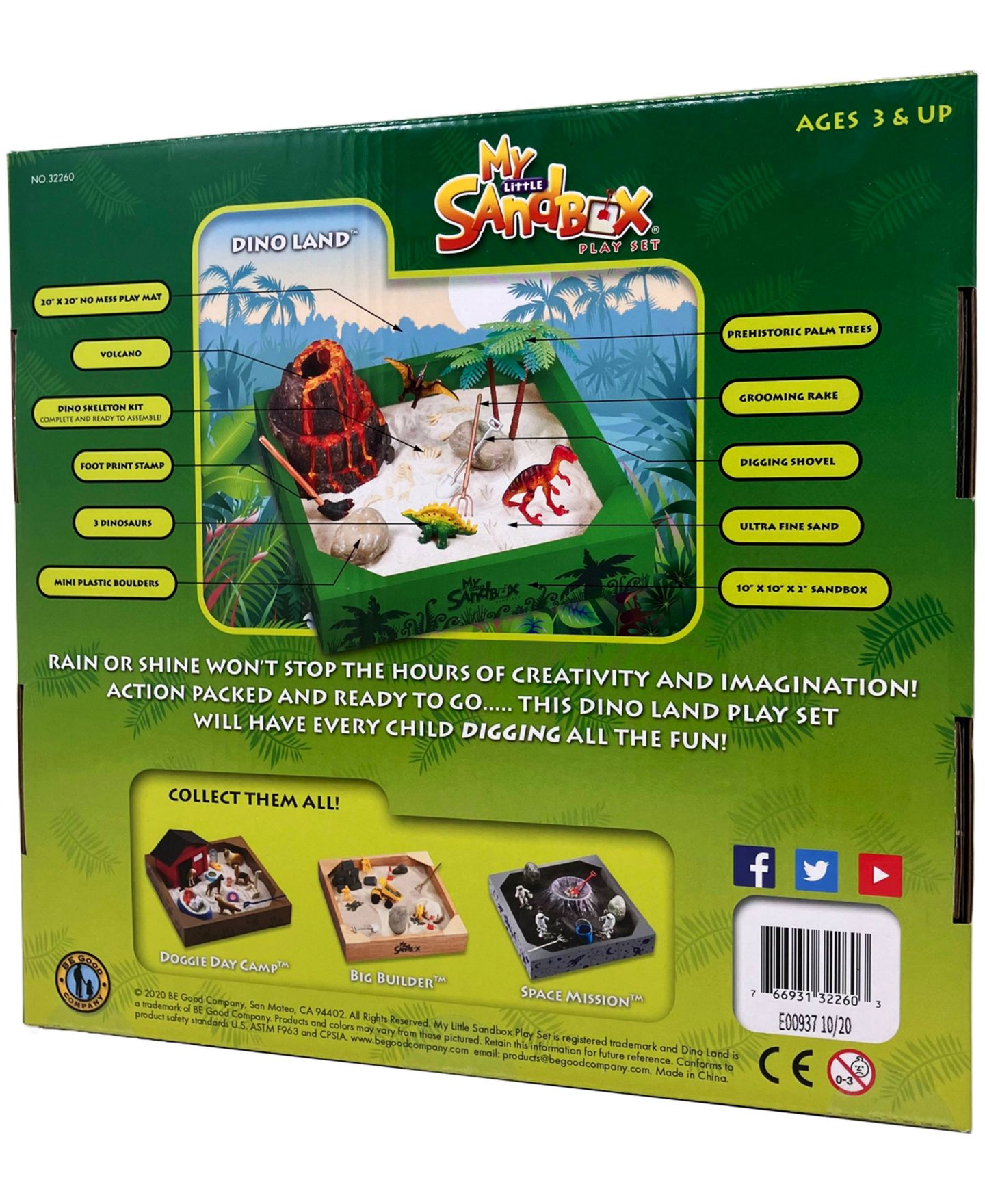 Детский игровой набор Be Good Company Dino Land Tabletop Sandbox Play Set, Ages 3+ — фото 4