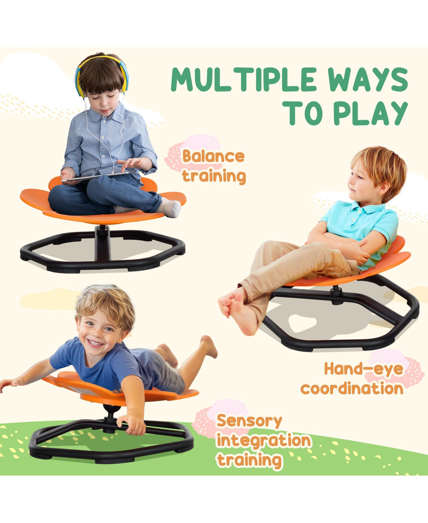 Sensory Spinning Chair, Flower Shaped Kids Swivel Chair for Autism