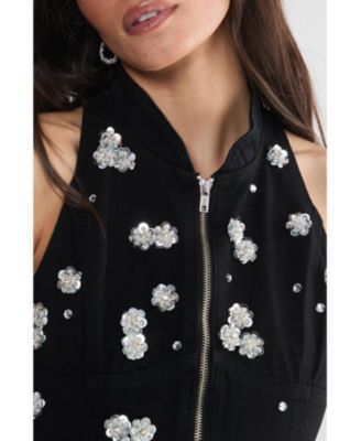 Embellished Applique Mini Dress