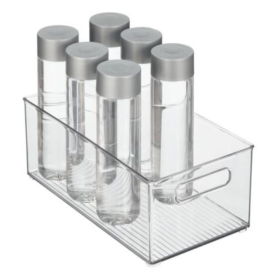 Plastic Stackable Fridge Bin with Handles, Clear, Made in USA