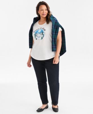 Plus Size Peace On Earth Graphic T-Shirt, Macy's Exclusive 