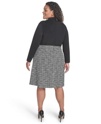 Plus Size Mock Neck Twofer Dress
