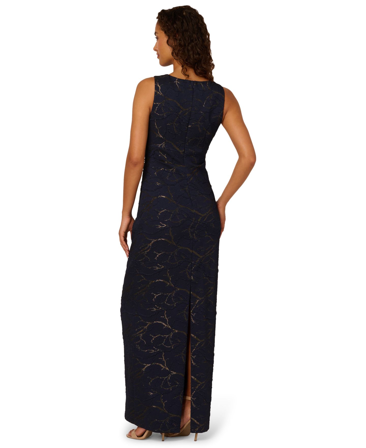 Женские платья Adrianna Papell Sleeveless Column Gown, цвет: Тёмно-синий — фото 3