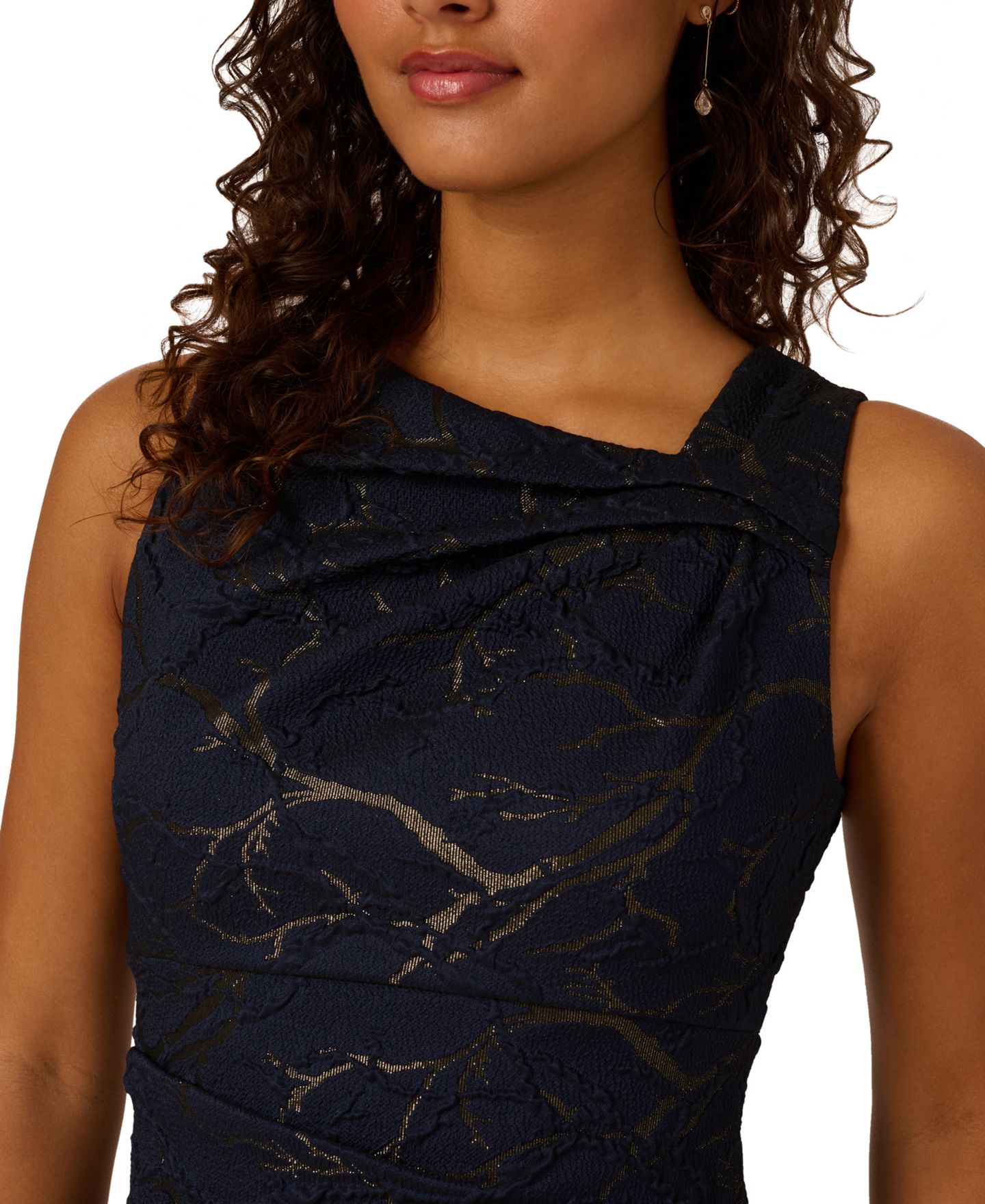 Женские платья Adrianna Papell Sleeveless Column Gown, цвет: Тёмно-синий — фото 2