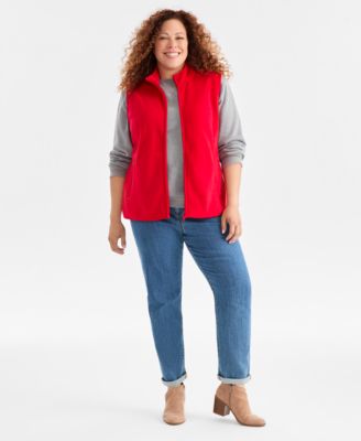 Plus Size Solid Polar Fleece Vest, Exclusively at Macy's 