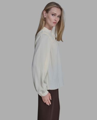 Women's Long Sleeve Tie Collar Top