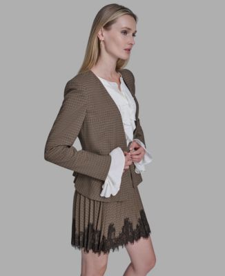 Women's V-Neck Ruffle Hem Jacket