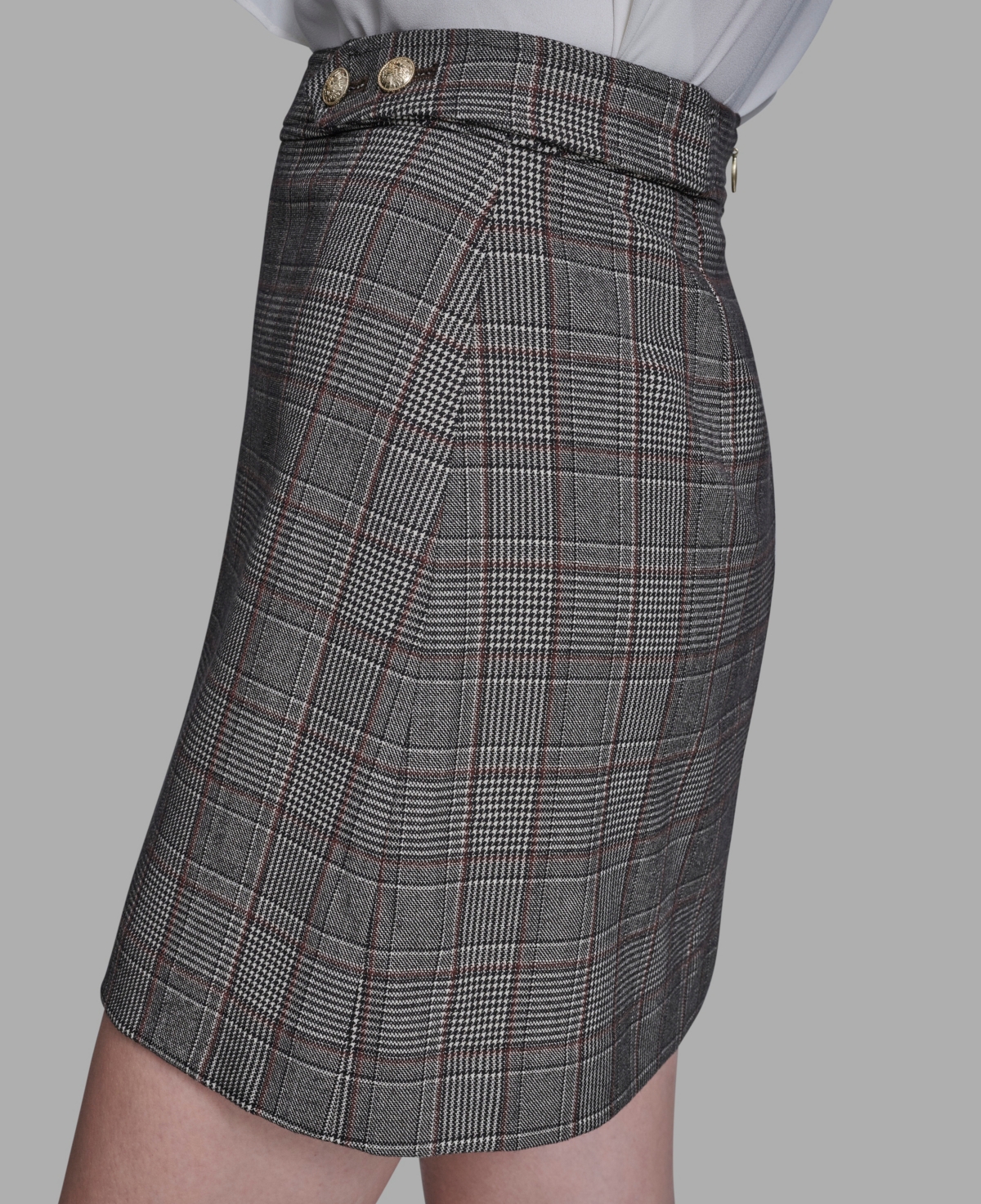 Bcbg Women's Buttoned Plaid Mini Skirt