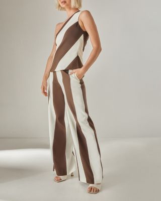 Women's Stripe Tailored Wide Leg Pants