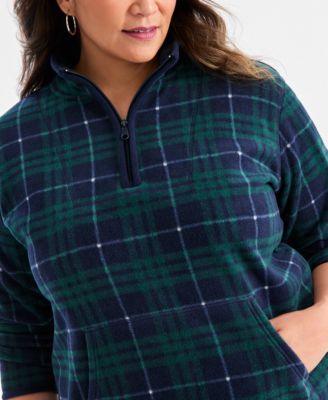 Plus Size  Plaid Quarter-Zip Long-Sleeve Sweater, Created for Macy's 