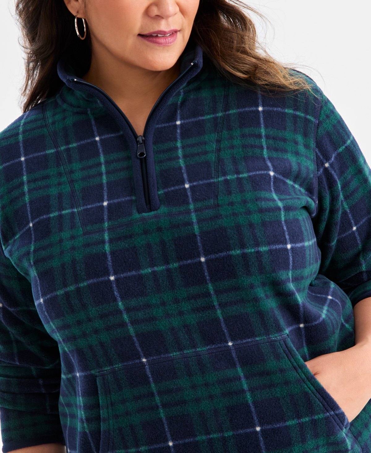 Style & Co Plus Size Quarter-zip Long-sleeve Sweater, Created For Macy's In Multi