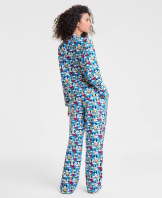 Women's Mickey Mouse & Minnie Mouse Parade Balloon Flannel Pajamas Set, Macy's Exclusive
