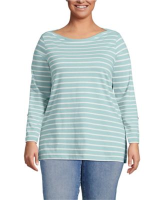 Women's Plus Size Supima Cotton Adjustable 3/4 Sleeve Boatneck Tunic
