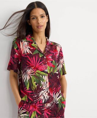 Women's Rayon Short Sleeve Camp Shirt