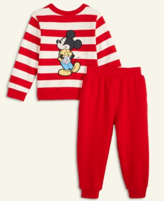 Toddlers Mickey Mouse Striped Sweatshirt & Jogger Pant Set, Macy's Exclusive