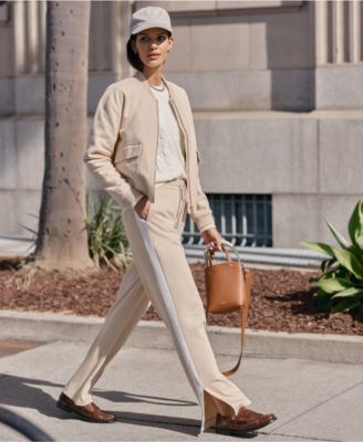 Women's Sport Knit High Rise Relaxed Straight Leg Side Stripe Pants