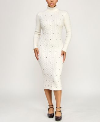 azaria knit dress Azaria Mini Dress Ecru | Bodycon Dress main image 1