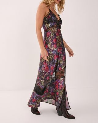 Women's Satin Lace Maxi Slip Dress