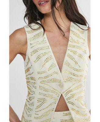 Women's Zebra V-Neck Tailored Vest