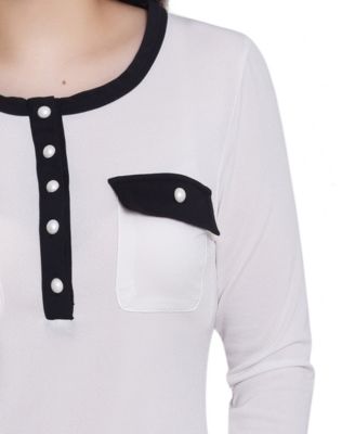 Women's Long Sleeve Contrast Detail Top