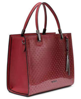 Verne Signature Embossed Convertible Satchel with Charm