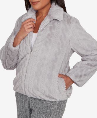 Women's Jet Setter Sculpted Faux Fur Zip Up Jacket