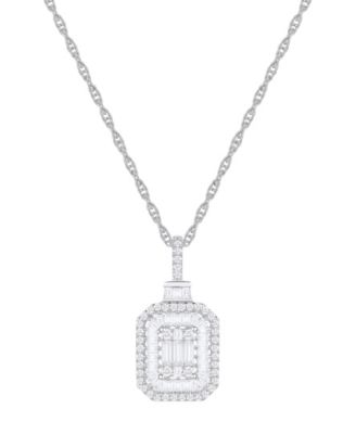 Macy's - Diamond Baguette & Round Pendant Necklace (1/2 ct. t.w) in 14K White Gold (also in 14K Yellow Gold)