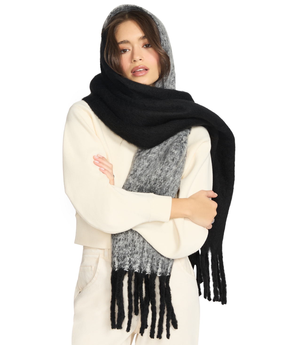 Steve Madden Women's Fringe Lofty Two-Tone Scarf