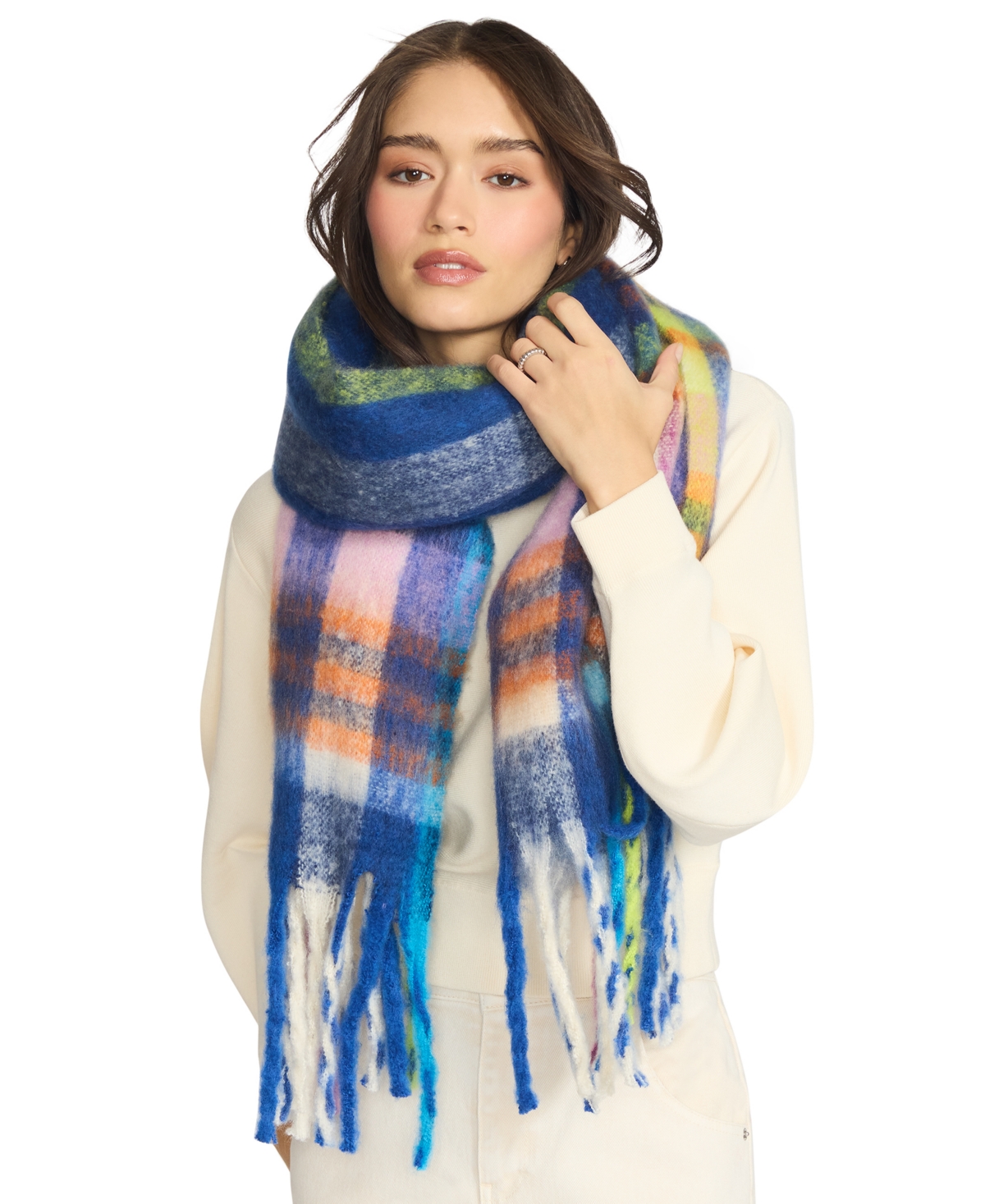 Steve Madden Women's Lofty Fringe Scarf In Blue