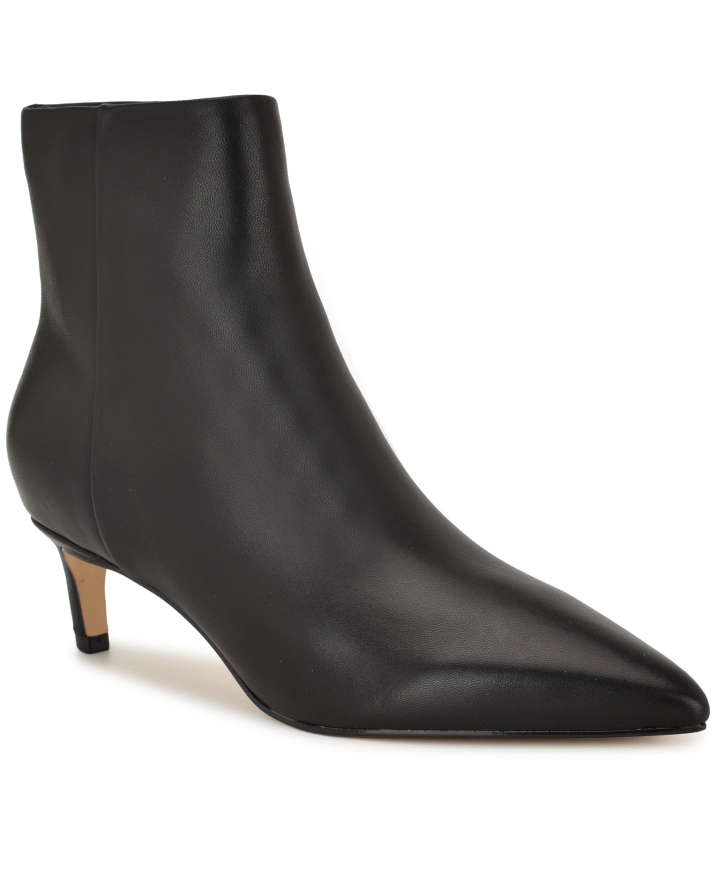 Женские ботинки Nine West Brite Kitten Heel Dress Booties, цвет: Чёрный кожаный — фото 1
