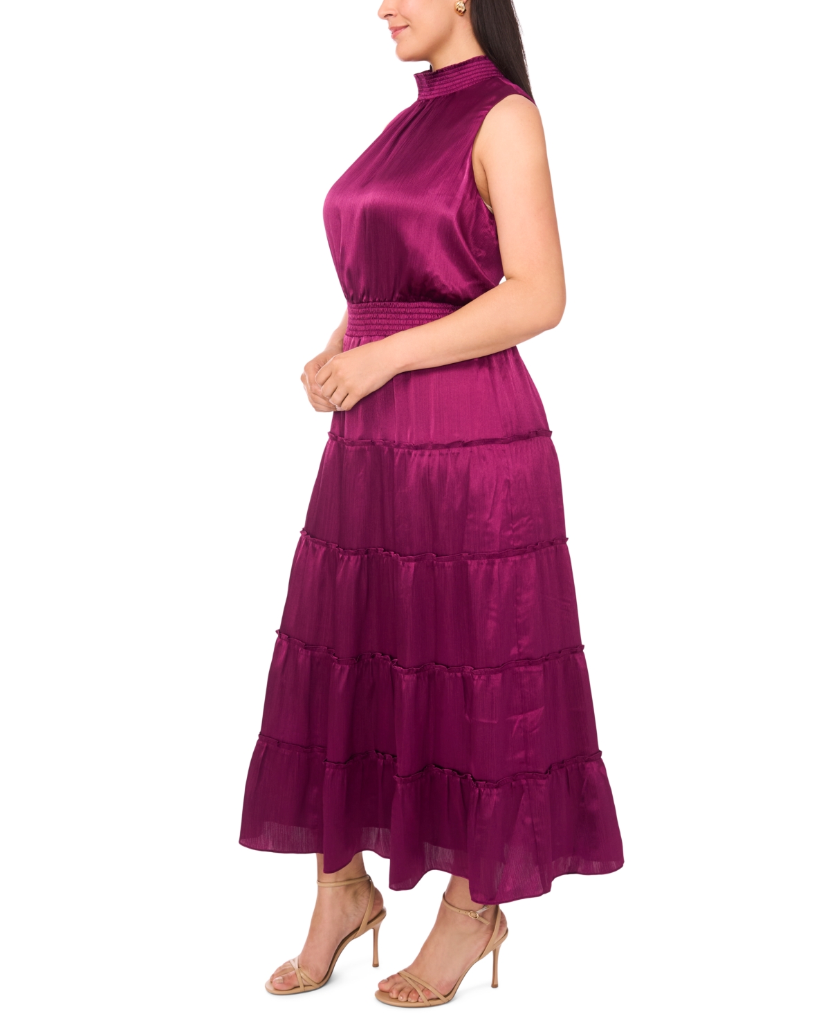 Msk Plus Size Tiered Halter Maxi Dress In Purple