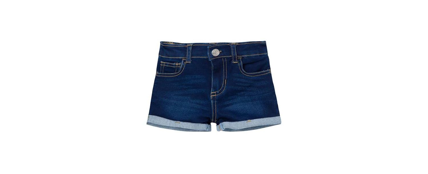 Baby Gender Neutral Cuffed Denim Shorts, Dark Denim Wash