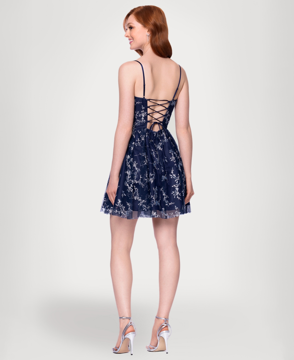 Blondie Nites Juniors' Scoop Neck Party Dress In Blue