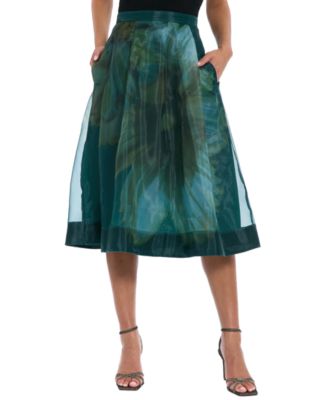 Women's Pleated Organza Midi Skirt