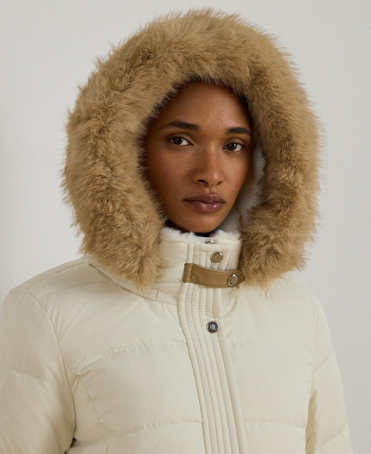 Ralph Lauren Women's Faux-fur-trim Maxi Puffer Coat In White