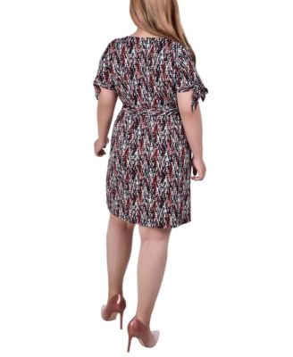 Plus Size Belted Tie-Sleeve Dress