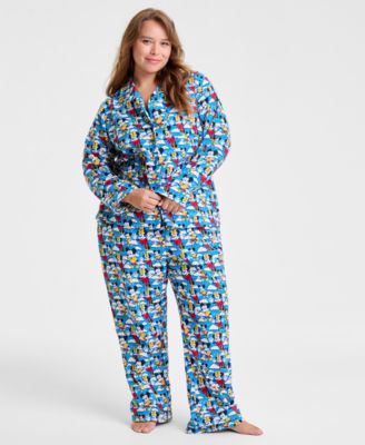 Disney | Macy's - Plus Size Mickey Mouse & Minnie Mouse Flannel Pajama Set